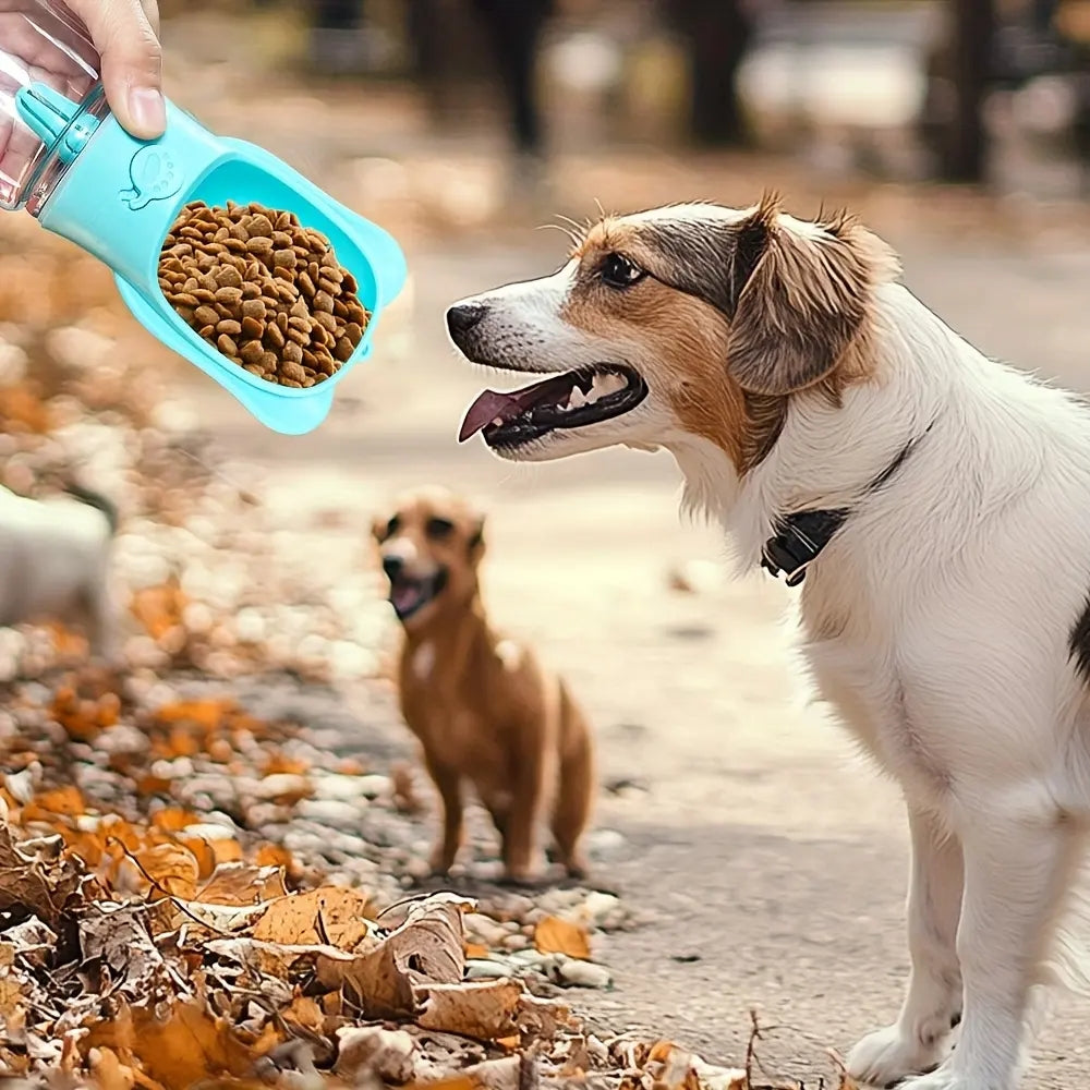 2 in 1 Dog Water Bottle with Food Container and Leak Proof Travel Dispenser