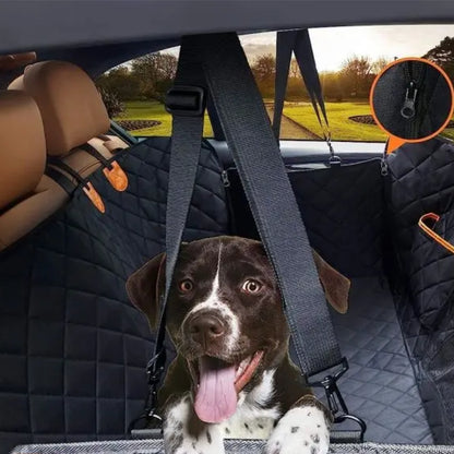 Universal Pet Seat Cover for Car Rear Seat with Visual Mesh Window and Side Zipper
